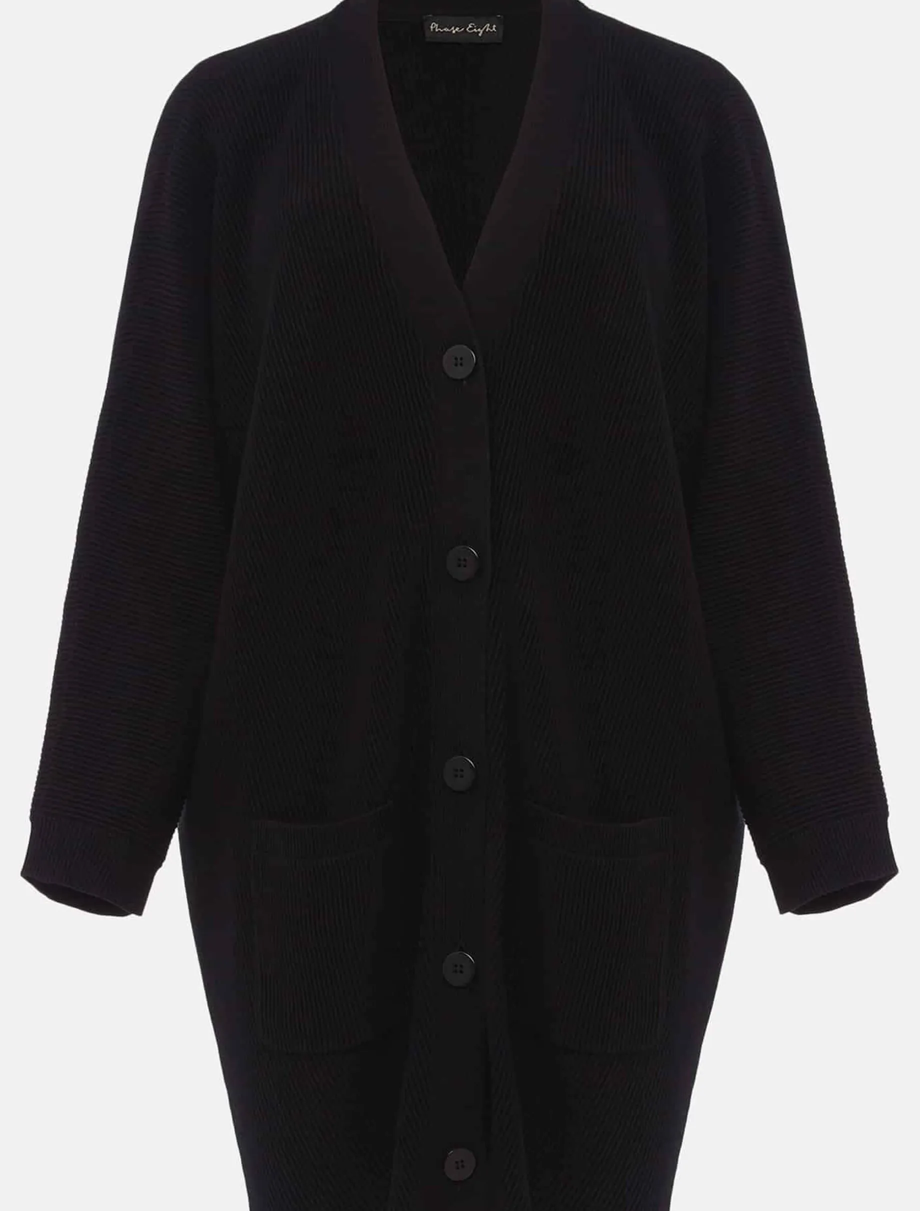 Knitwear^Phase Eight Annabella Ribbed Cocoon Cardigan Black