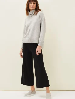 Trousers & Shorts^Phase Eight Annan Knitted Wide Leg Culottes Black