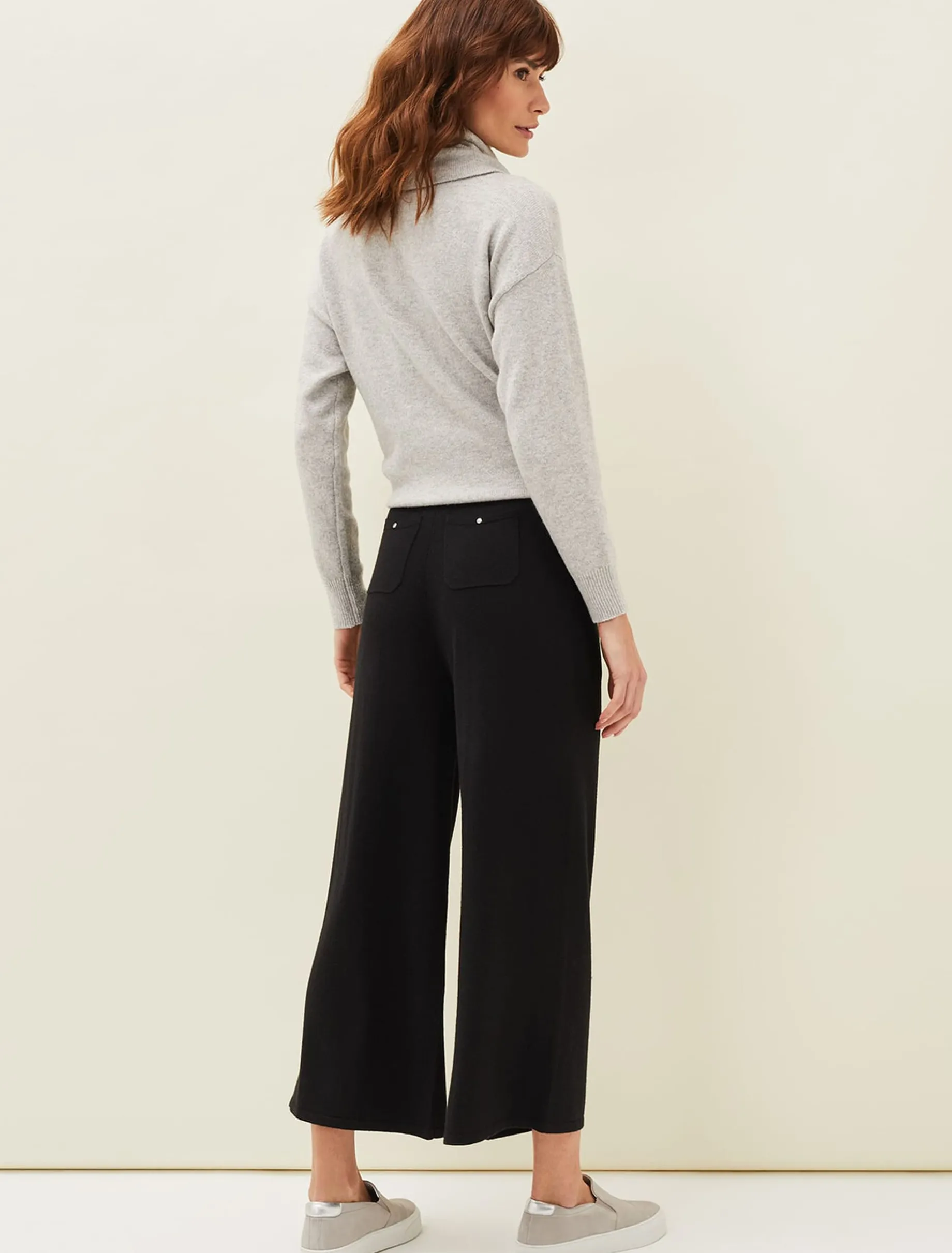 Trousers & Shorts^Phase Eight Annan Knitted Wide Leg Culottes Black