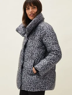 Coats^Phase Eight Anny Animal Print Puffer Coat Grey Multi