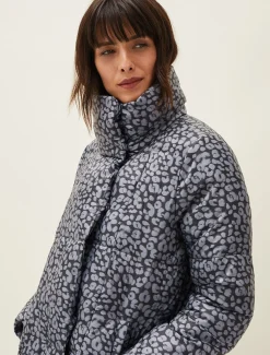 Coats^Phase Eight Anny Animal Print Puffer Coat Grey Multi