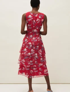 Dresses^Phase Eight Antonella Floral Tiered Dress Raspberry
