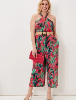 Dresses^Phase Eight Antonia Palm Print Jumpsuit Multi-Coloured