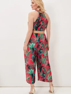 Dresses^Phase Eight Antonia Palm Print Jumpsuit Multi-Coloured