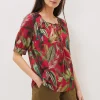 Tops & T-Shirts^Phase Eight Antonia Tropical Print Top Hot Pink