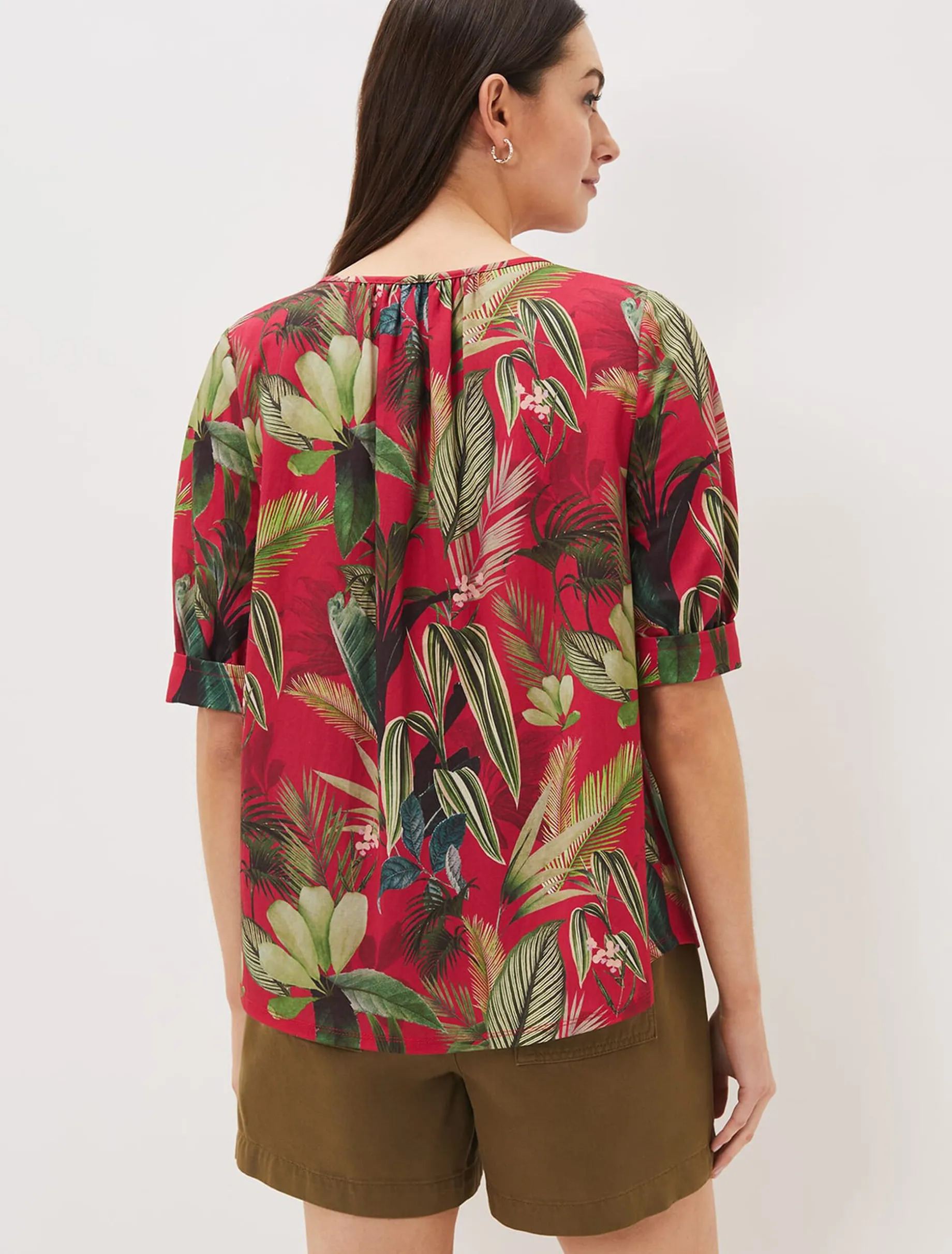 Tops & T-Shirts^Phase Eight Antonia Tropical Print Top Hot Pink