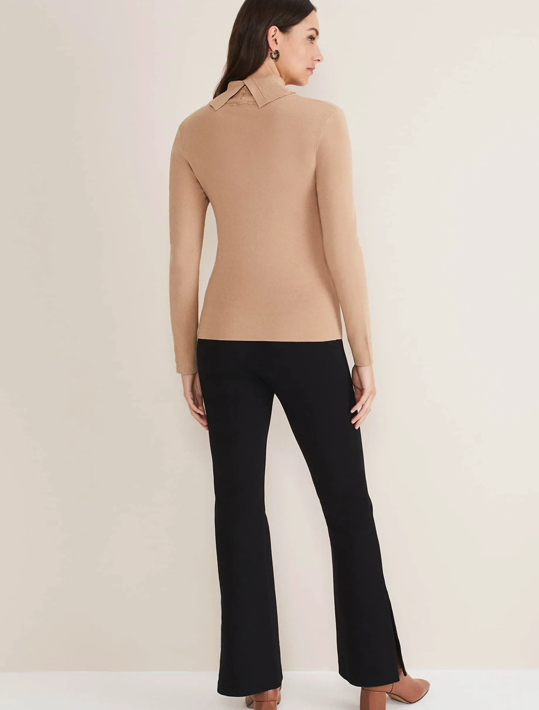 Trousers & Shorts^Phase Eight Ara Side Split Bootcut Ponte Trouser Black
