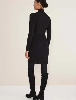 Dresses^Phase Eight Arden Zip Detail Colourblock Knit Tunic Black/Ivory