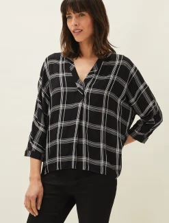Shirts & Blouses^Phase Eight Arella Check Blouse Ivory/Black