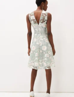 Dresses^Phase Eight Aria Embroidered Fit And Flare Dress Eau De Nil