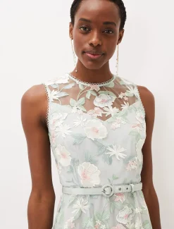 Dresses^Phase Eight Aria Embroidered Fit And Flare Dress Eau De Nil