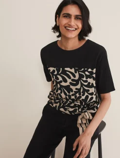 Tops & T-Shirts^Phase Eight Arie Side Tie Top Stone/Black