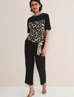 Tops & T-Shirts^Phase Eight Arie Side Tie Top Stone/Black