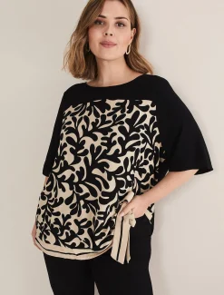 Tops & T-Shirts^Phase Eight Arie Side Tie Top Stone/Black