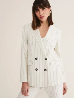 Jackets^Phase Eight Ariella Pinstripe Blazer Black/Ecru