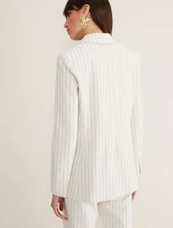 Jackets^Phase Eight Ariella Pinstripe Blazer Black/Ecru