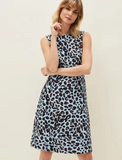 Dresses^Phase Eight Arizona Leopard Dress Blue Multi