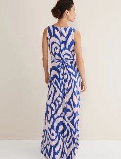 Dresses^Phase Eight Artemis Jersey Print Maxi Dress Azure Blue/Cream