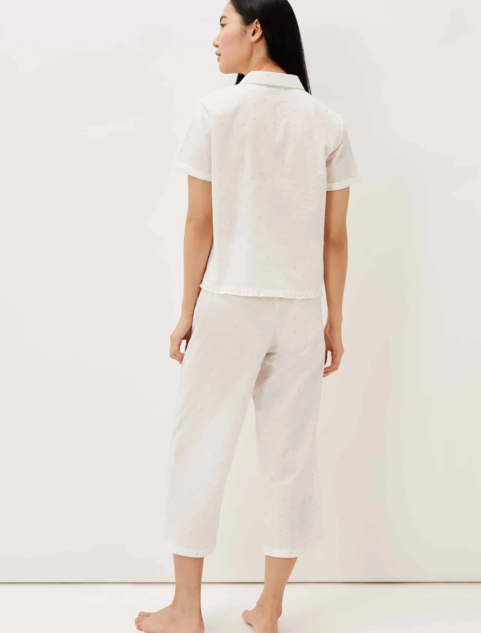 Pyjamas^Phase Eight Ashai Dobby Spot Pj Set Ivory/Pink