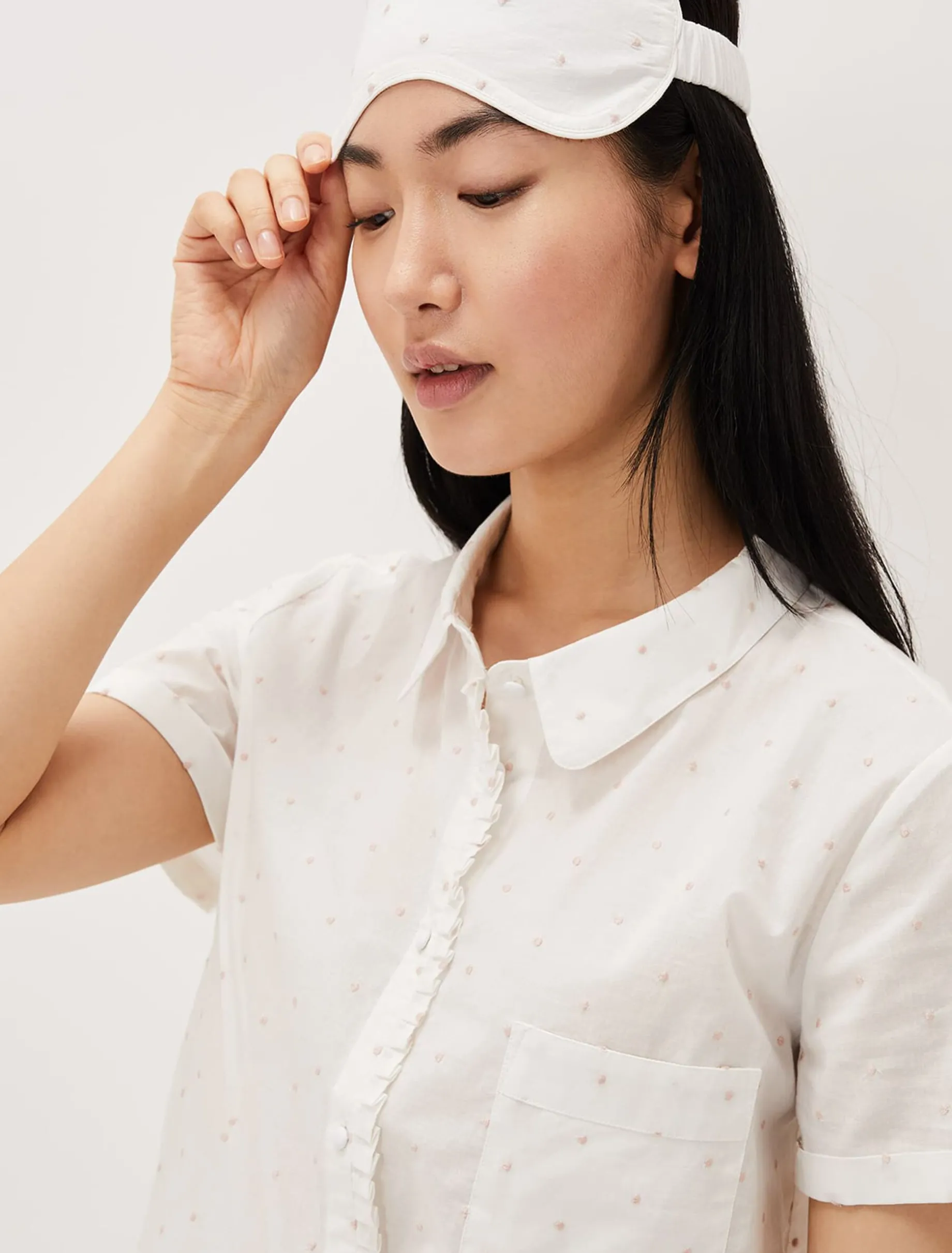 Pyjamas^Phase Eight Ashai Dobby Spot Pj Set Ivory/Pink