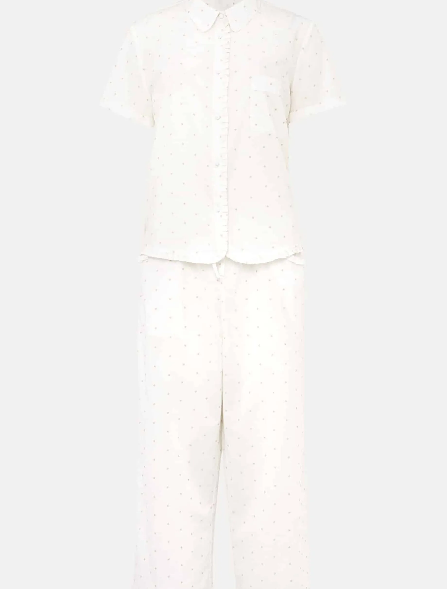 Pyjamas^Phase Eight Ashai Dobby Spot Pj Set Ivory/Pink