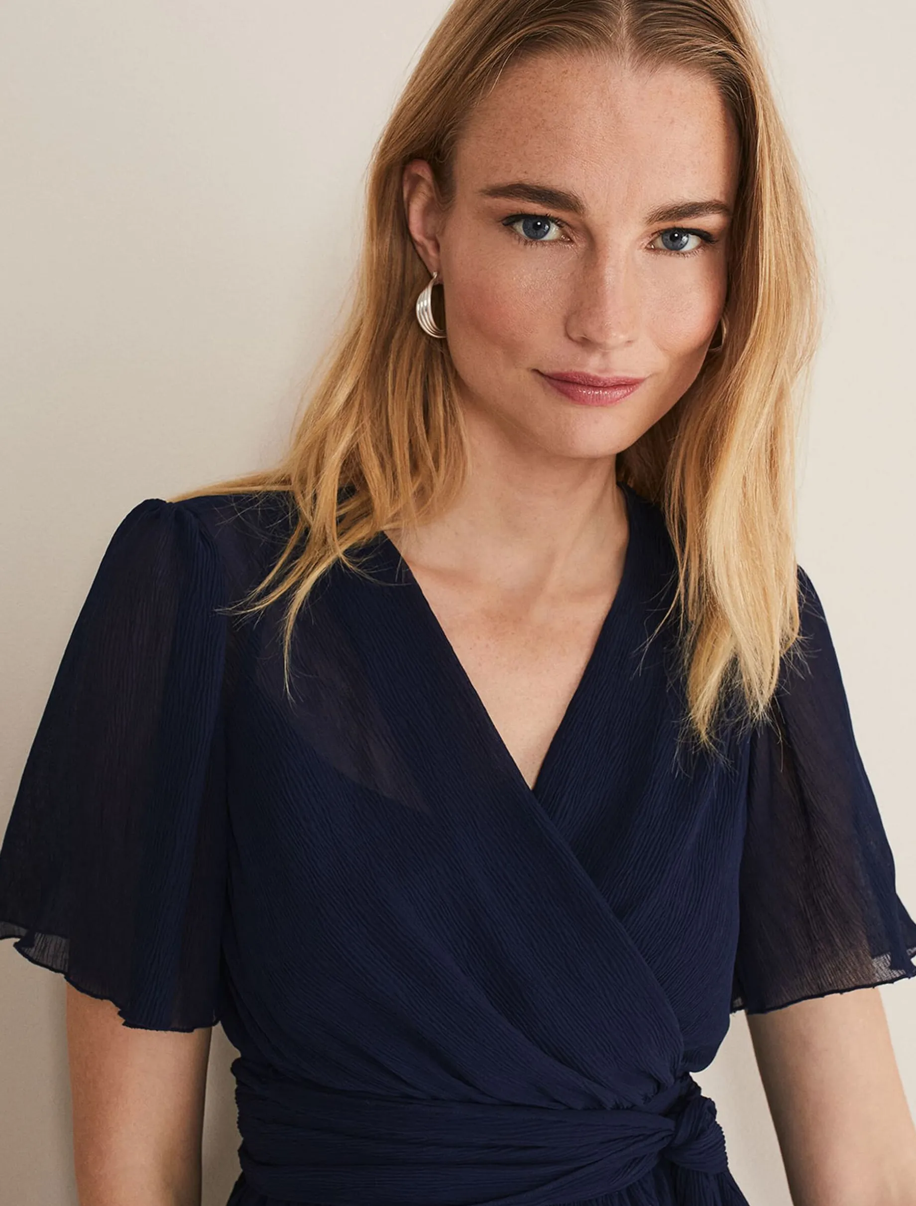 Tops & T-Shirts^Phase Eight Aster Plisse Wrap Top Co-Ord French Navy