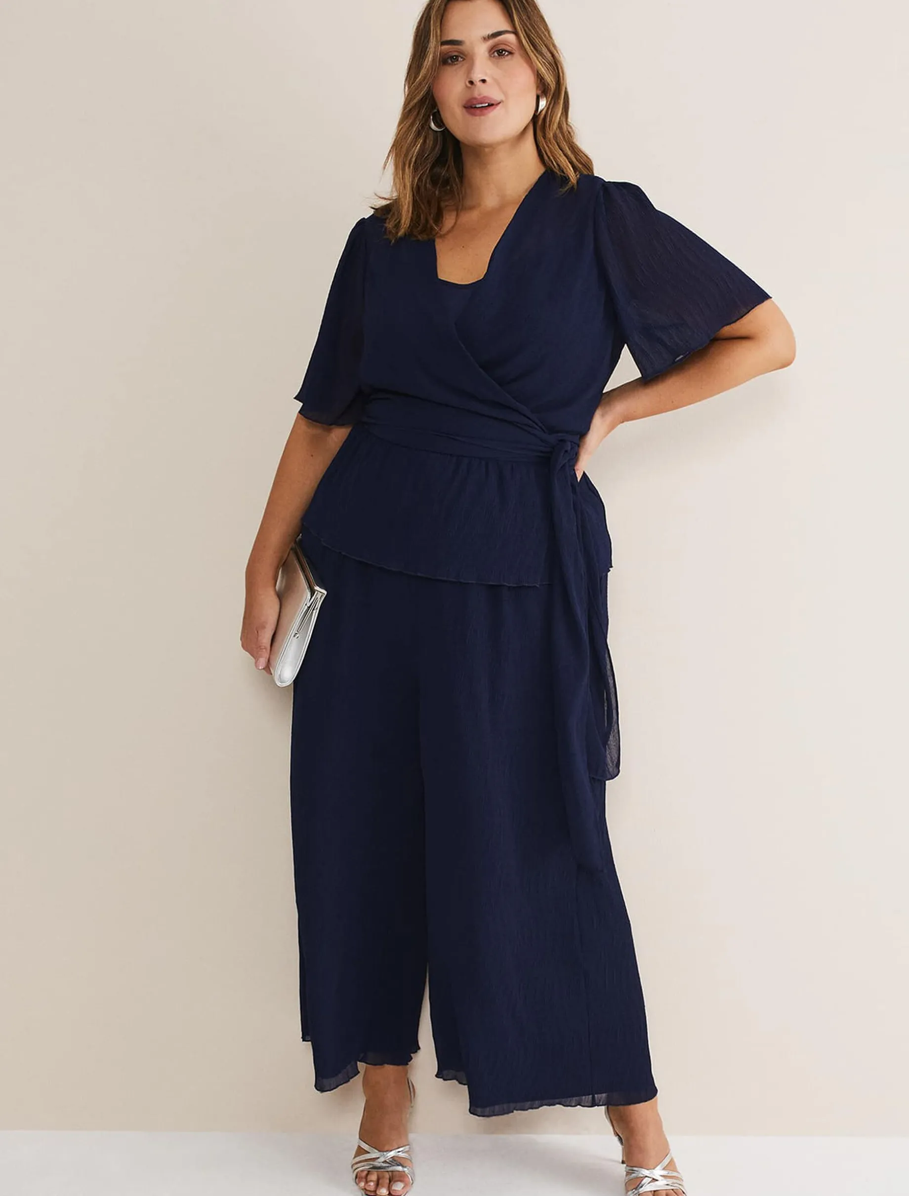 Tops & T-Shirts^Phase Eight Aster Plisse Wrap Top Co-Ord French Navy