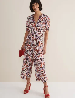 Dresses^Phase Eight Astrid Cropped Wide Leg Jumpsuit Ivory/Multi