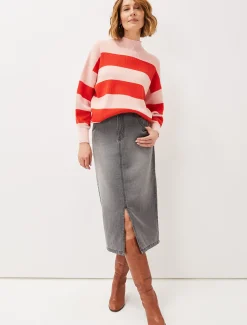 Skirts^Phase Eight Aubrey Denim Midi Skirt Grey