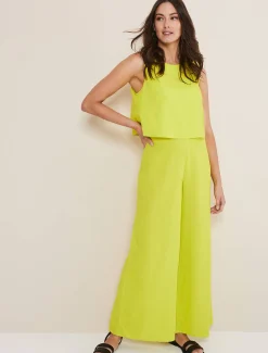 Dresses^Phase Eight Aubrey Linen Wide Leg Jumpsuit Lime