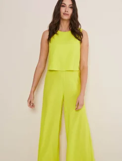 Dresses^Phase Eight Aubrey Linen Wide Leg Jumpsuit Lime