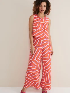 Dresses^Phase Eight Aubrey Striped Wide Leg Jumpsuit Pink/Orange