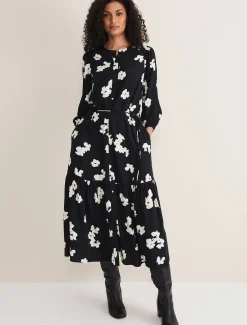 Dresses^Phase Eight Ava Geo Print Midaxi Dress Black/Ivory