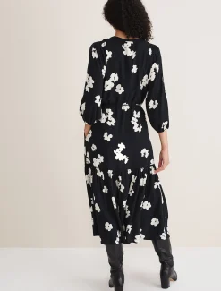 Dresses^Phase Eight Ava Geo Print Midaxi Dress Black/Ivory
