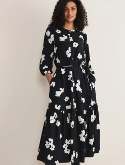 Dresses^Phase Eight Ava Geo Print Midaxi Dress Black/Ivory