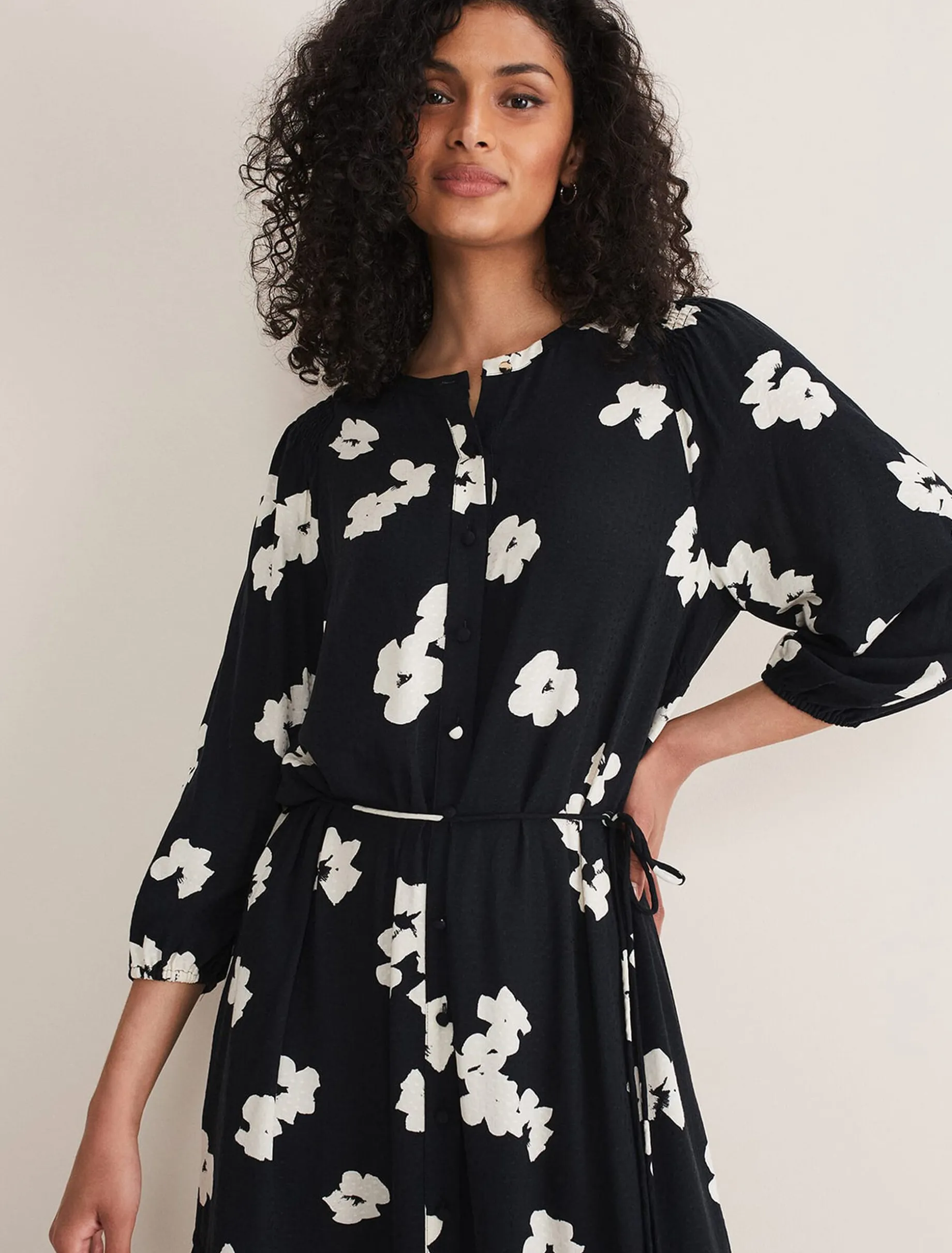 Dresses^Phase Eight Ava Geo Print Midaxi Dress Black/Ivory
