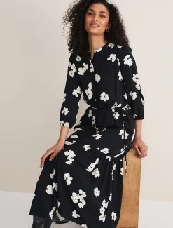Dresses^Phase Eight Ava Geo Print Midaxi Dress Black/Ivory