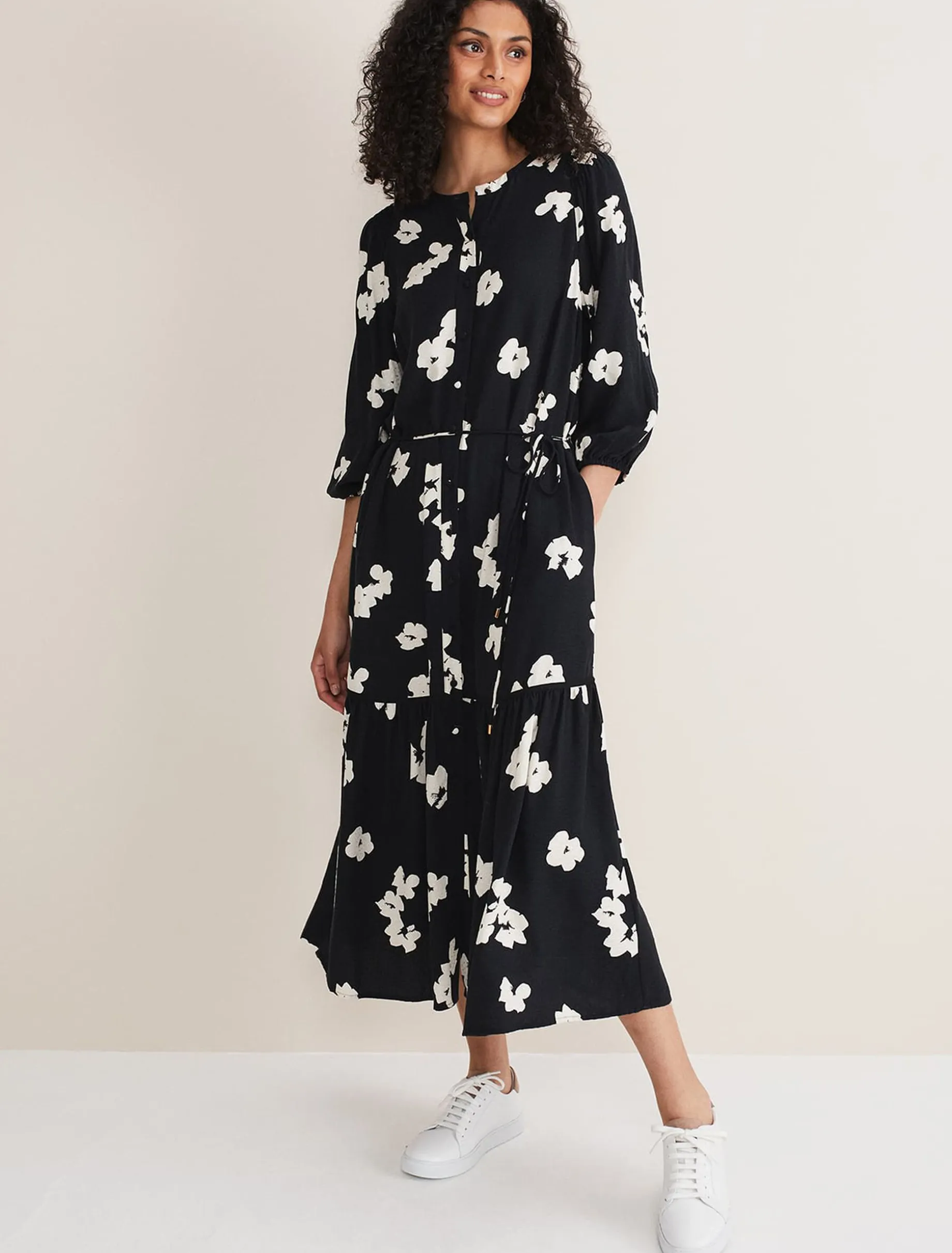Dresses^Phase Eight Ava Geo Print Midaxi Dress Black/Ivory