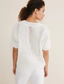 Knitwear^Phase Eight Avas Crochet Knit Top Ivory