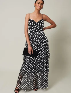 Dresses^Phase Eight Avianna Polka Dot Tulle Maxi Dress Black/Ivory