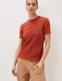 Tops & T-Shirts^Phase Eight Ayah Fitted Lace Top Terracotta