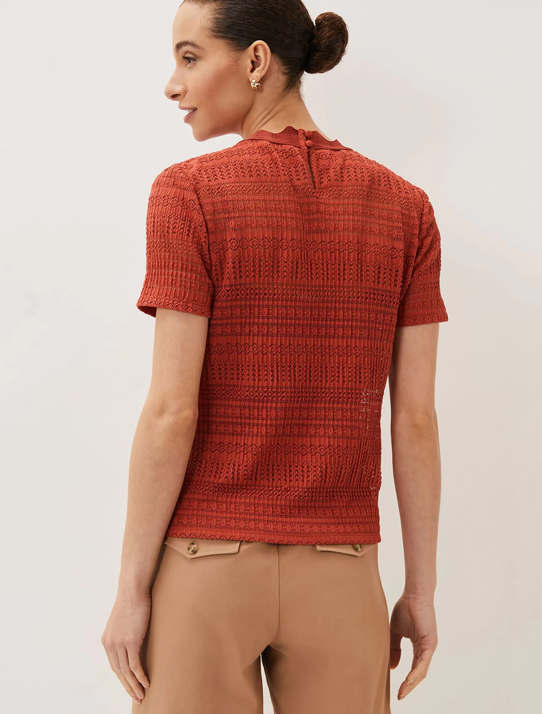 Tops & T-Shirts^Phase Eight Ayah Fitted Lace Top Terracotta