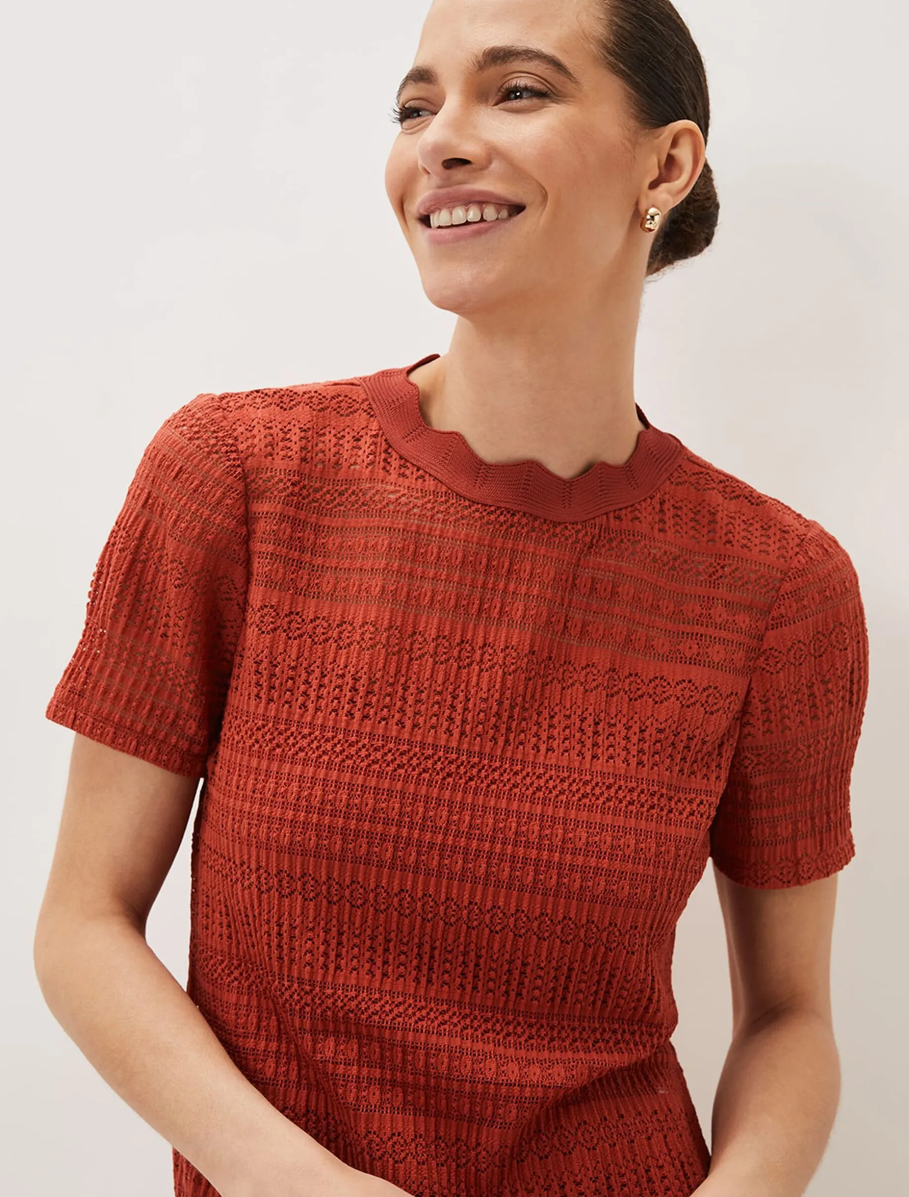 Tops & T-Shirts^Phase Eight Ayah Fitted Lace Top Terracotta