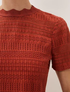 Tops & T-Shirts^Phase Eight Ayah Fitted Lace Top Terracotta