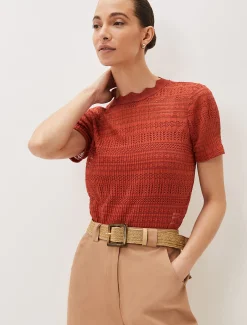 Tops & T-Shirts^Phase Eight Ayah Fitted Lace Top Terracotta
