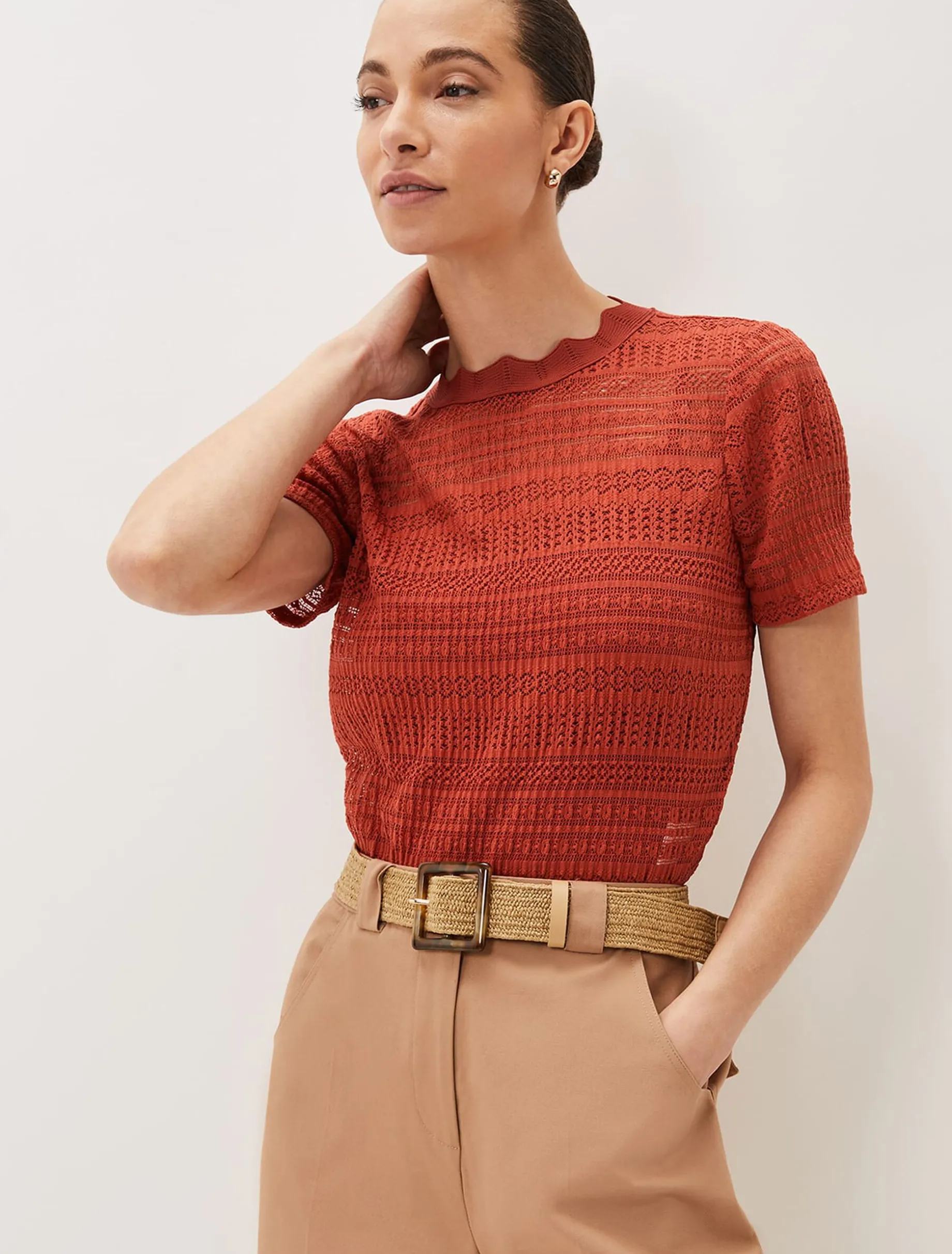 Tops & T-Shirts^Phase Eight Ayah Fitted Lace Top Terracotta