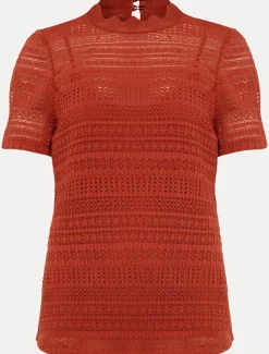 Tops & T-Shirts^Phase Eight Ayah Fitted Lace Top Terracotta