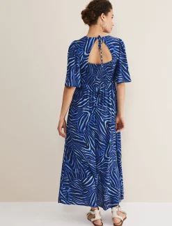 Dresses^Phase Eight Ayesha Zebra Print Midi Dress Blue