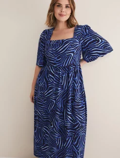 Dresses^Phase Eight Ayesha Zebra Print Midi Dress Blue