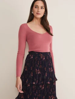 Knitwear^Phase Eight Azura Sweetheart Neck Knit Top Rose